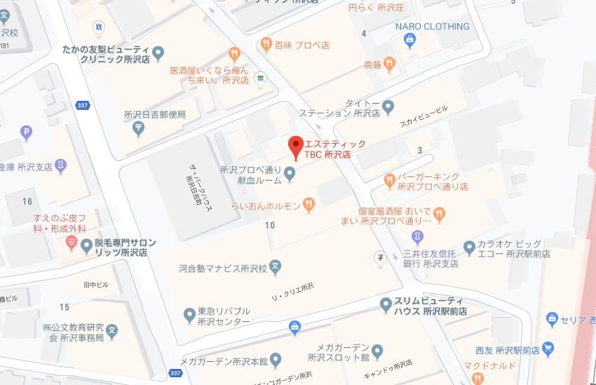 エステティックTBC所沢店地図