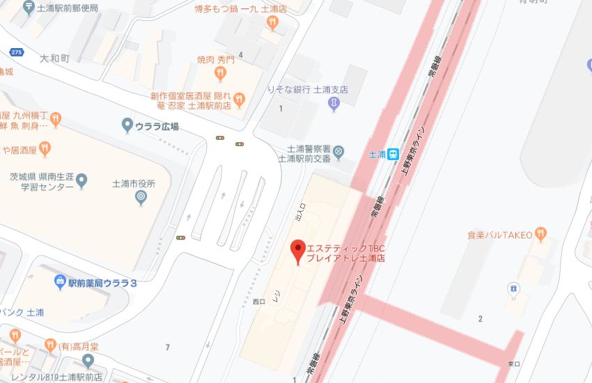 エステティックTBCプレイアトレ土浦店地図