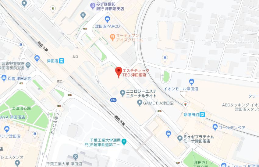エステティックTBC津田沼店地図