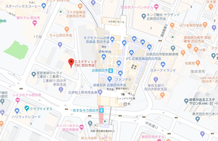 エステティックTBC四日市店地図
