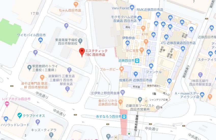 エステティックTBC四日市店地図
