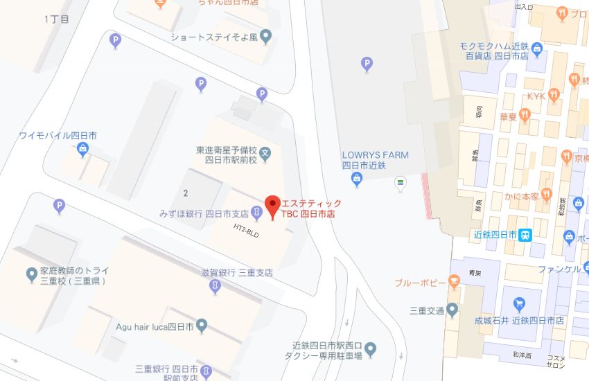 エステティックTBC四日市店地図